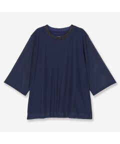 R-ISM / リズム カットソー | 【洗える・ラメ襟・S/M/Lサイズ】チュールコンビカットソー