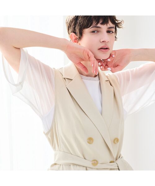 R-ISM / リズム カットソー | 【洗える・ラメ襟・S/M/Lサイズ】チュールコンビカットソー | 詳細11