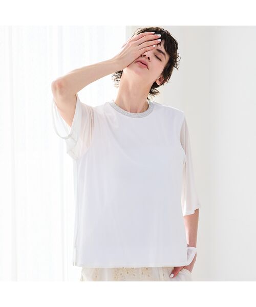 R-ISM / リズム カットソー | 【洗える・ラメ襟・S/M/Lサイズ】チュールコンビカットソー | 詳細4