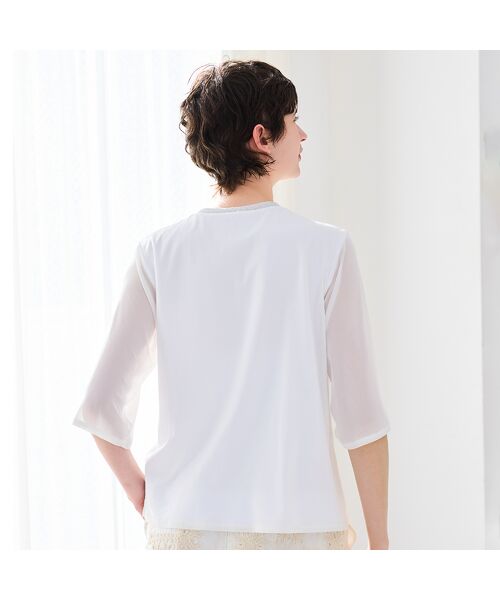 R-ISM / リズム カットソー | 【洗える・ラメ襟・S/M/Lサイズ】チュールコンビカットソー | 詳細5