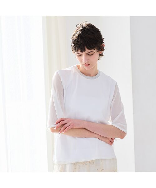 R-ISM / リズム カットソー | 【洗える・ラメ襟・S/M/Lサイズ】チュールコンビカットソー | 詳細6