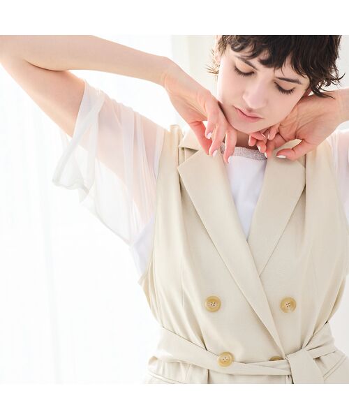 R-ISM / リズム カットソー | 【洗える・ラメ襟・S/M/Lサイズ】チュールコンビカットソー | 詳細9