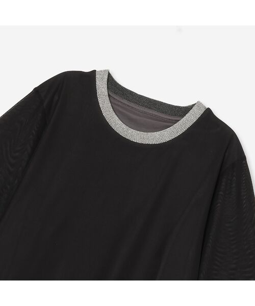 R-ISM / リズム カットソー | 【洗える・ラメ襟・S/M/Lサイズ】チュールコンビカットソー | 詳細15