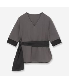 R-ISM / リズム カットソー | 【洗える】サッシュベルト付きコンビカットソー