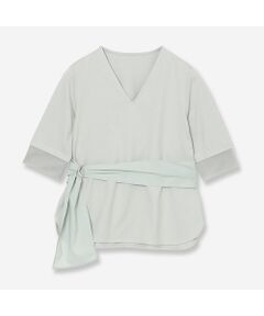 R-ISM / リズム カットソー | 【洗える】サッシュベルト付きコンビカットソー