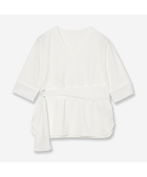 R-ISM / リズム カットソー | 【洗える】サッシュベルト付きコンビカットソー（ホワイト）