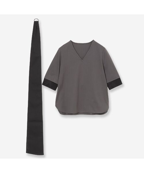 R-ISM / リズム カットソー | 【洗える】サッシュベルト付きコンビカットソー | 詳細4