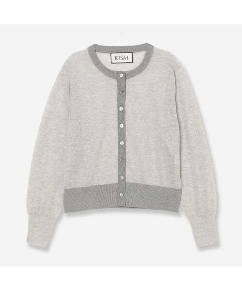 R-ISM / リズム カーディガン・ボレロ | 【吸湿・清涼感・洗える】シアーニットクルーカーディガン（ライトグレー）