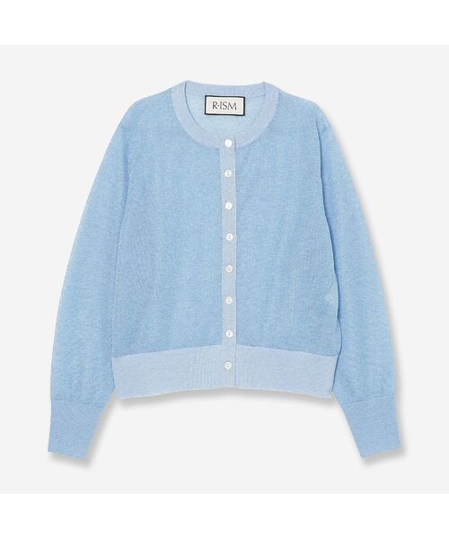 R-ISM / リズム カーディガン・ボレロ | 【吸湿・清涼感・洗える】シアーニットクルーカーディガン（ブルー）