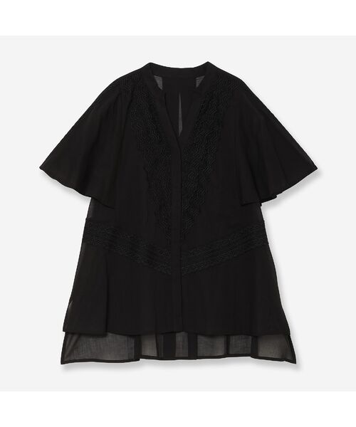 R-ISM / リズム シャツ・ブラウス | 【洗える・清涼感・S/M/Lサイズ】コットンレースコンビブラウス（ブラック）
