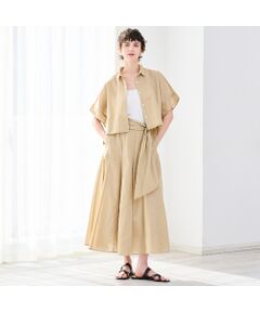 R-ISM / リズム ミニ・ひざ丈スカート | 【セットアップ対応・洗える・S/M/Lサイズ】サッシュベルト付きタックスカート