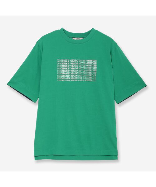 R-ISM / リズム カットソー | 【人気アイテム・接触冷感・洗える】シルバーホイルプリントTシャツ（グリーン）