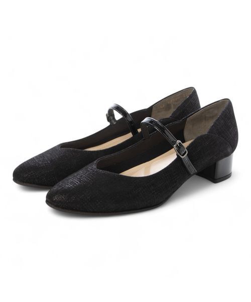 Riz raffinee/リズラフィーネ アーモンドトゥストラップパンプス ブラックメタリック 235 Riz raffinee/リズラフィーネ アーモンドトゥストラップパンプス ブラックメタリック 235