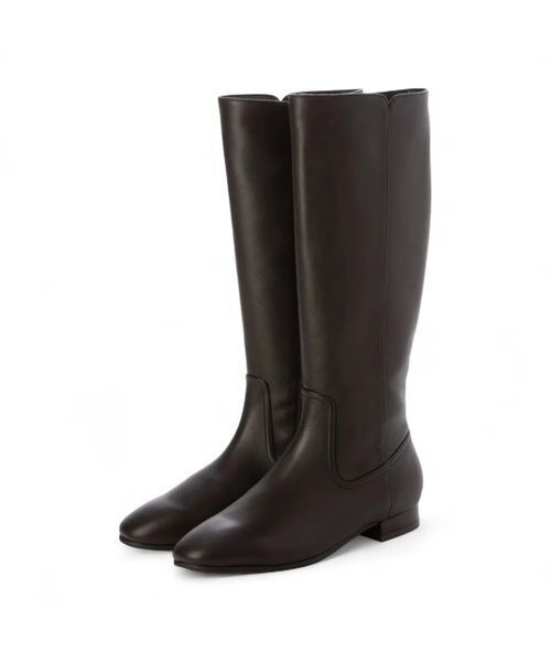 Riz raffinee / リズラフィーネ ブーツ（ロング丈） | 【強撥水】フラットヒールロングブーツ（ダークブラウン）
