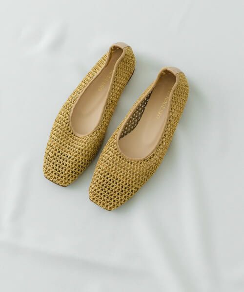 RODE SKO/ロデスコ 『MADE IN JAPAN』スクエアメッシュフラットシューズ BEIGE 38 RODE SKO/ロデスコ 『MADE IN JAPAN』スクエアメッシュフラットシューズ BEIGE 38