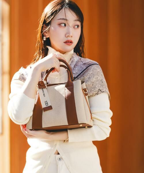 RODE SKO / ロデスコ ハンドバッグ | ロゴリボン付2WAYハンドバッグ（オフホワイト）