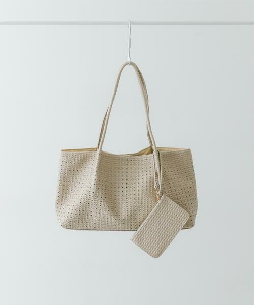 RODE SKO / ロデスコ トートバッグ | ポーチ付パンチングラージトートバッグ（アイボリー）