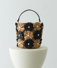 RODE SKO / ロデスコ ショルダーバッグ | フラワーモチーフ雑材バケツバッグ