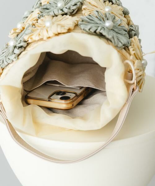 RODE SKO / ロデスコ ショルダーバッグ | フラワーモチーフ雑材バケツバッグ | 詳細11