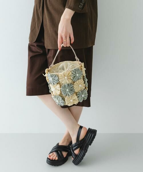 RODE SKO / ロデスコ ショルダーバッグ | フラワーモチーフ雑材バケツバッグ | 詳細2