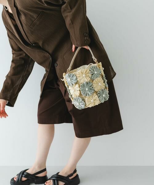 RODE SKO / ロデスコ ショルダーバッグ | フラワーモチーフ雑材バケツバッグ | 詳細3