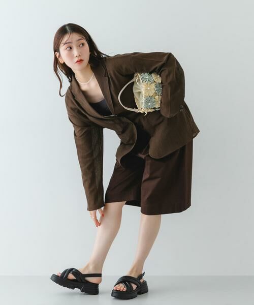 RODE SKO / ロデスコ ショルダーバッグ | フラワーモチーフ雑材バケツバッグ | 詳細4