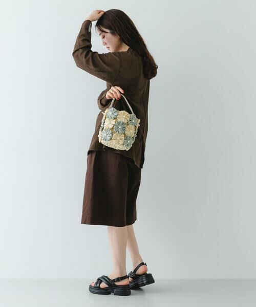 RODE SKO / ロデスコ ショルダーバッグ | フラワーモチーフ雑材バケツバッグ | 詳細5