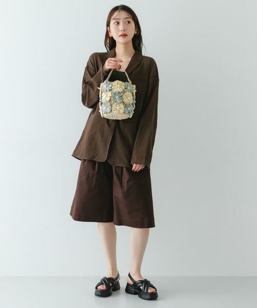 RODE SKO / ロデスコ ショルダーバッグ | フラワーモチーフ雑材バケツバッグ | 詳細6