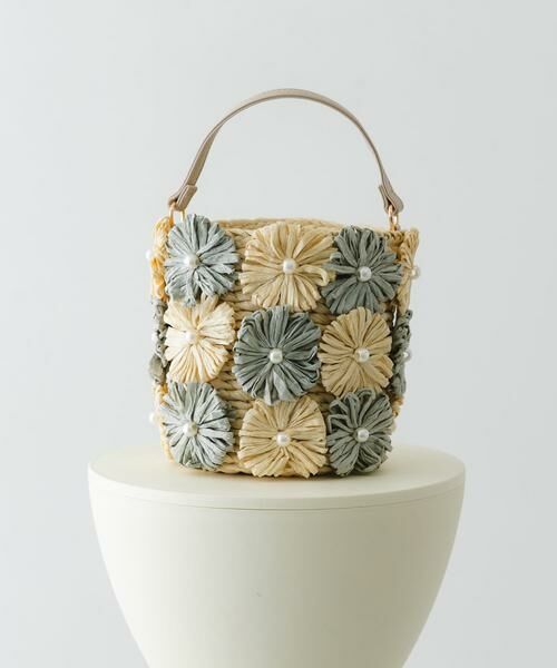 RODE SKO / ロデスコ ショルダーバッグ | フラワーモチーフ雑材バケツバッグ | 詳細7