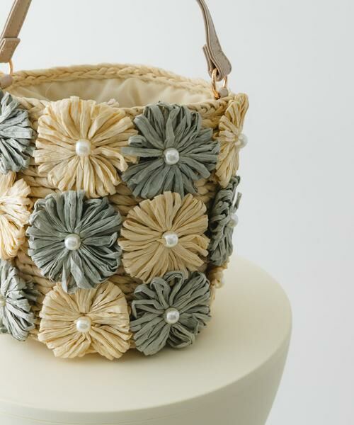 RODE SKO / ロデスコ ショルダーバッグ | フラワーモチーフ雑材バケツバッグ | 詳細8