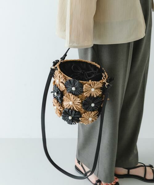 RODE SKO / ロデスコ ショルダーバッグ | フラワーモチーフ雑材バケツバッグ | 詳細15