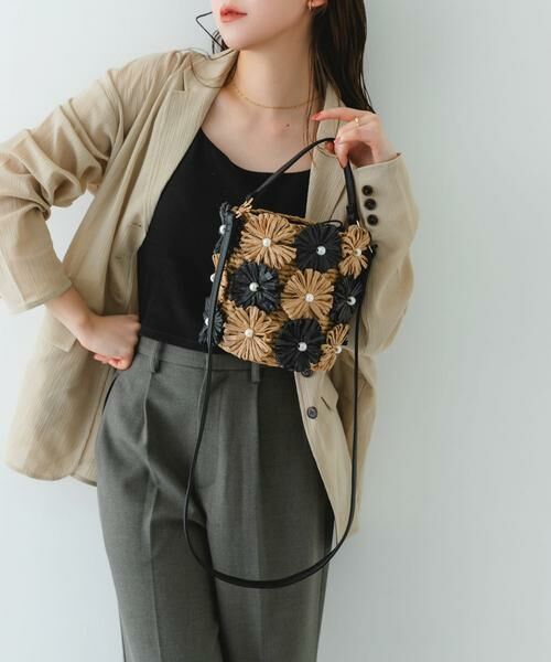RODE SKO / ロデスコ ショルダーバッグ | フラワーモチーフ雑材バケツバッグ | 詳細16