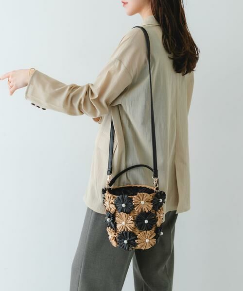 RODE SKO / ロデスコ ショルダーバッグ | フラワーモチーフ雑材バケツバッグ | 詳細18