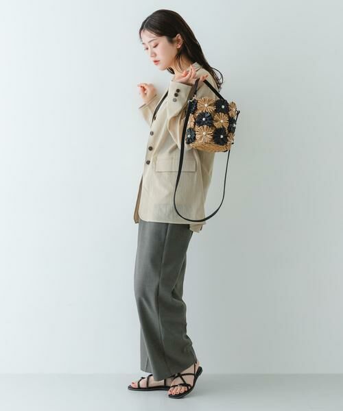 RODE SKO / ロデスコ ショルダーバッグ | フラワーモチーフ雑材バケツバッグ | 詳細20