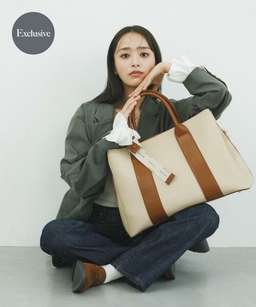 RODE SKO / ロデスコ トートバッグ | 『別注』AJUGA.×RODE SKO　ロゴリボン付ビッグトート（オフホワイト）