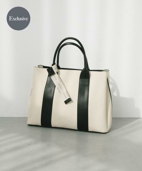 RODE SKO / ロデスコ トートバッグ | 『別注』AJUGA.×RODE SKO　ロゴリボン付ビッグトート（アイボリー）