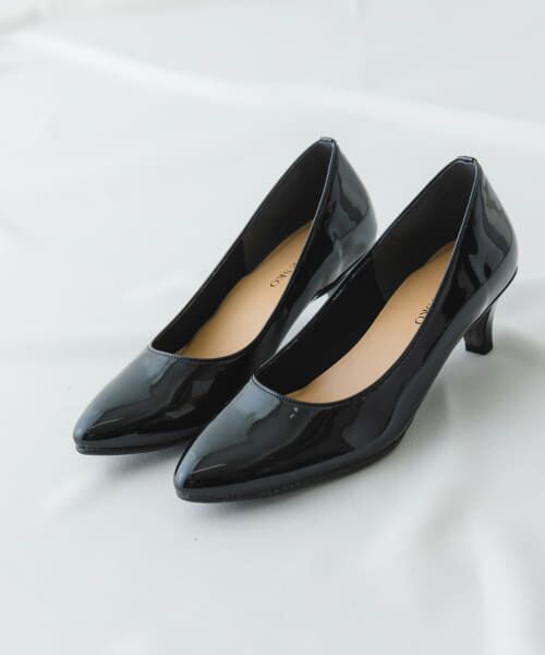 CAREL エナメルパンプス サイズ38/24cm エナメル調厚底おでこパンプス レディース 女性[品番