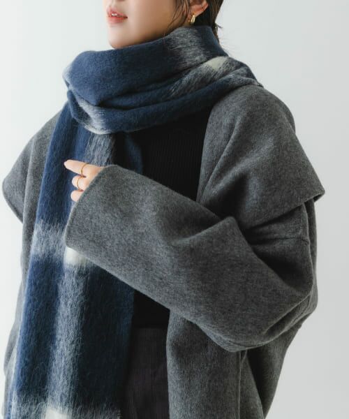 ＊＊RODE SKO / ロデスコ マフラー・ショール・スヌード・ストール | ASAUCE MELER　アルパカループシャギーストール（Navy.G×Ec）