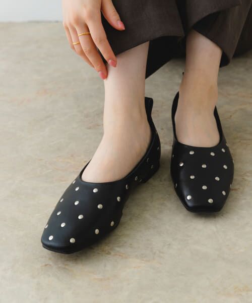 ブラック　スタッズ　フラットシューズ 楽天市場】フラットシューズ フラットパンプス スタッズ