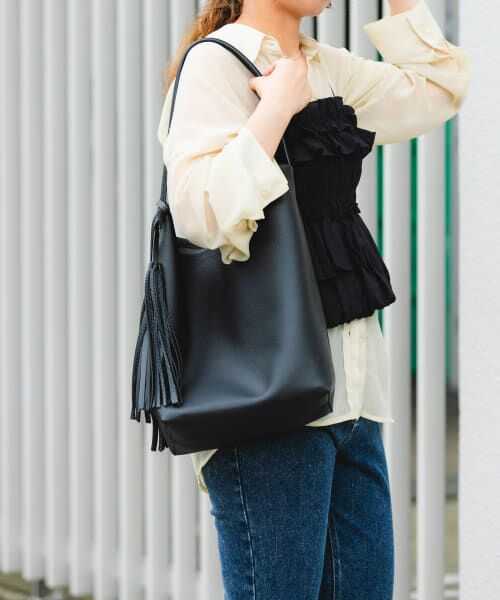 ＊＊RODE SKO / ロデスコ トートバッグ | タッセル付シンプルワンハンドルトート（BLACK）