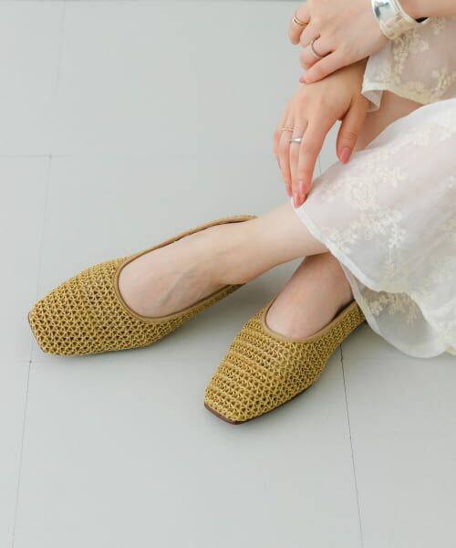 セール】 『MADE IN JAPAN』スクエアメッシュフラットシューズ