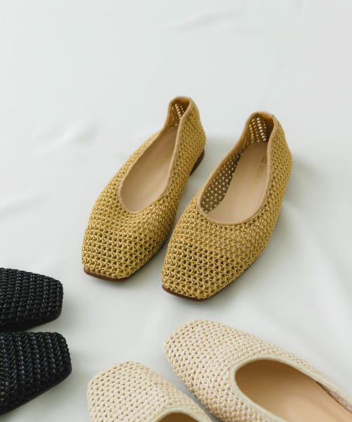 セール】 『MADE IN JAPAN』スクエアメッシュフラットシューズ