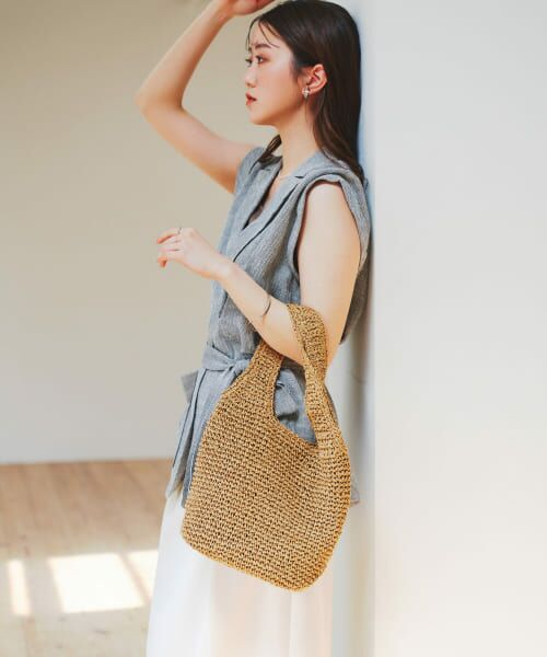 ＊＊RODE SKO / ロデスコ トートバッグ | コマ編みペーパートートバッグ（CAMEL）