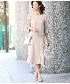 【WEB限定】【SS/S/Lサイズあり】【結婚式にも】ストレッチポンチスカートセットアップ