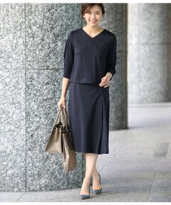 【WEB限定】【SS/S/Lサイズあり】【結婚式にも】ストレッチポンチスカートセットアップ