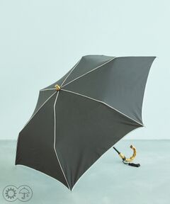 【晴雨兼用】バンブーハンドルバイカラーコンパクトアンブレラ  折りたたみ傘
