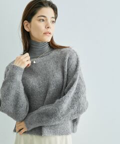 【WEB限定】アルパカシャギークルーネックショートニット