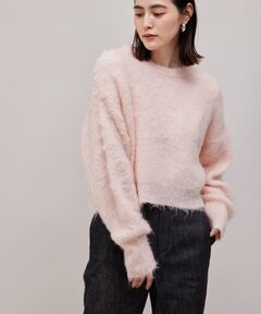 【WEB限定】アルパカシャギークルーネックショートニット