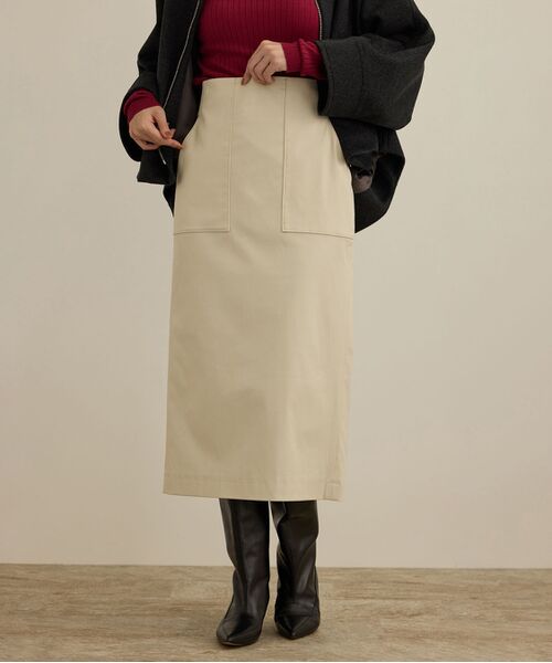 ROPE'/ロペ 【J'aDoRe・店舗限定】キュプラストレッチポケット付きタイトスカート ベージュ(27) 34 ROPE'/ロペ 【J'aDoRe・店舗限定】キュプラストレッチポケット付きタイトスカート ベージュ(27) 34