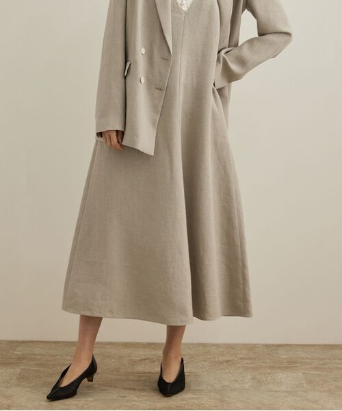 ★M&S Collection リネンリッチVネックフレア 淑女ワンピ★ 100HS24D0003_l_a001.jpg